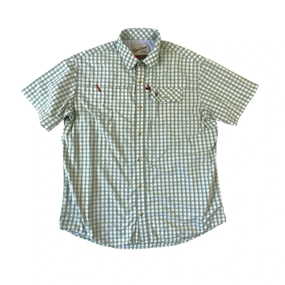 DUCK CAMP Mens Lightweight Short Sleeve Hunting Shirt 2XL Green Vented Nylon Zip - Picture 2 of 16